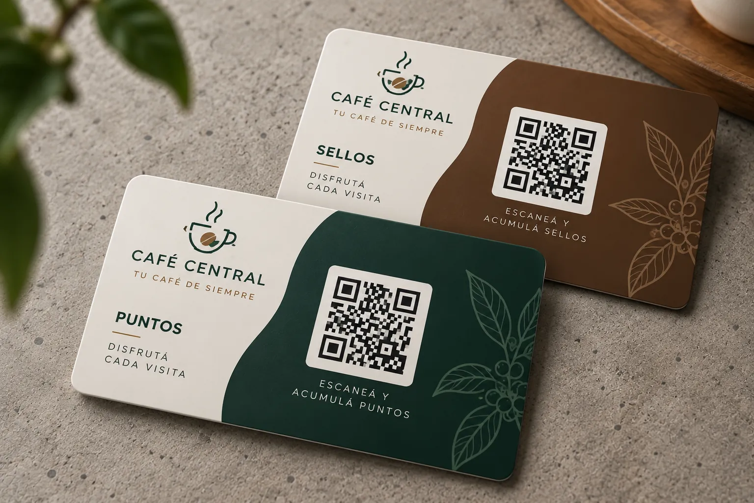 Tarjetas físicas de Puntus con código QR impreso